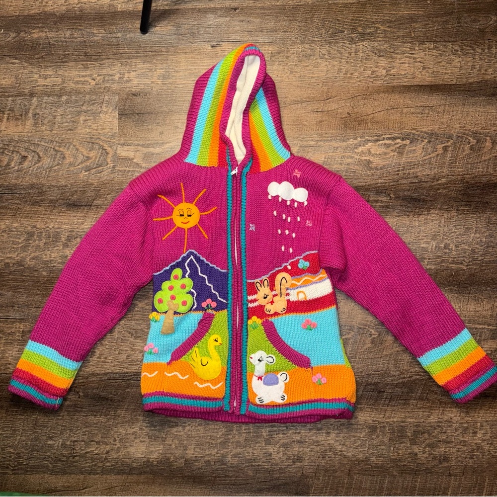 Four Suyos Colorful Kids Hoodie with Fun Patterns Size 7-T